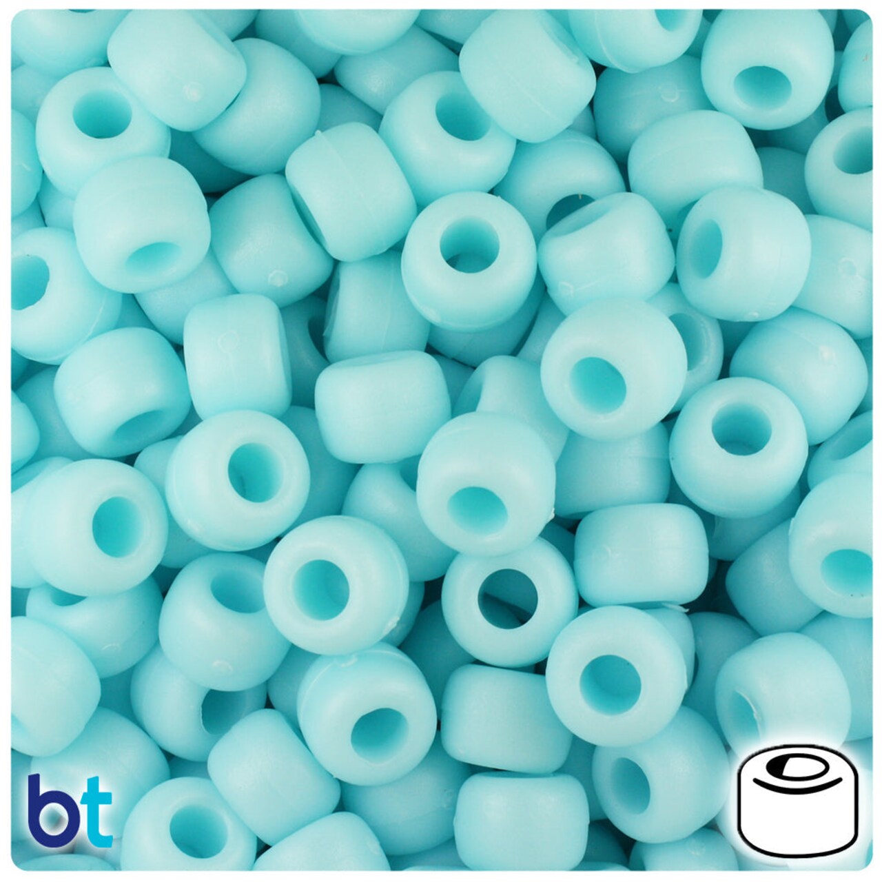 BeadTin Blue Cloud Matte 9mm Barrel Plastic Pony Beads (500pcs)